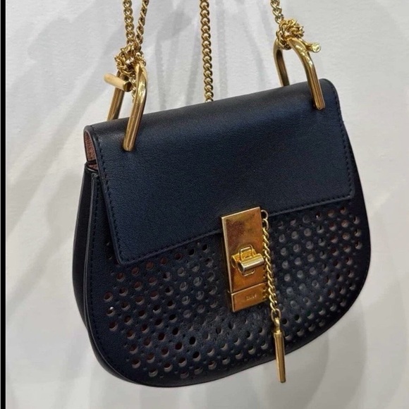 Chloe Handbags - Chloe Black Crossbody Drew Bag with Gold Hardware